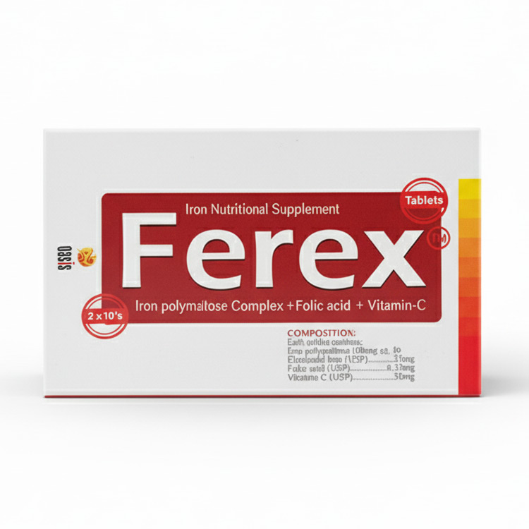 Ferex Tablets – Iron, Folic Acid & Vitamin C Supplement for Anemia & Energy
