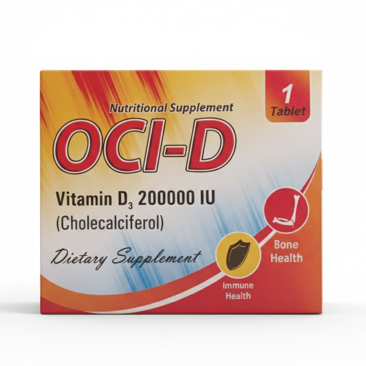 OCI-D Vitamin D3 200,000 IU Tablet – Bone Strength & Immune Support Supplement