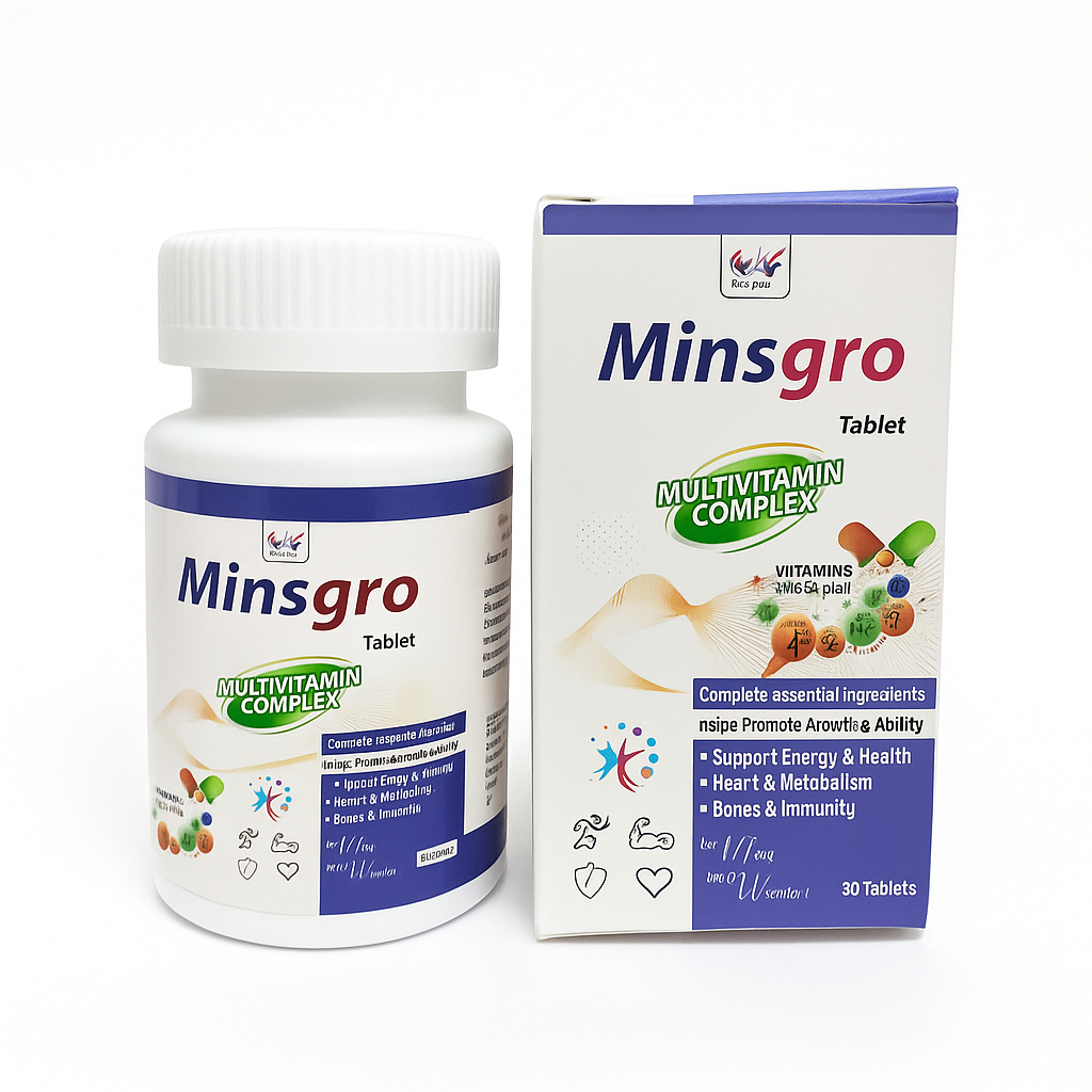 Minsgro Tablet – Complete Multivitamin & Multimineral Complex | Boosts Energy, Immunity & Growth