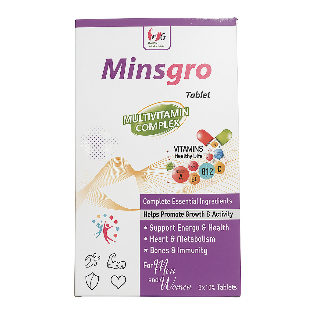 Minsgro Multivitamin Complex Tablets – Daily Energy, Growth & Immunity Support for Men and Women
