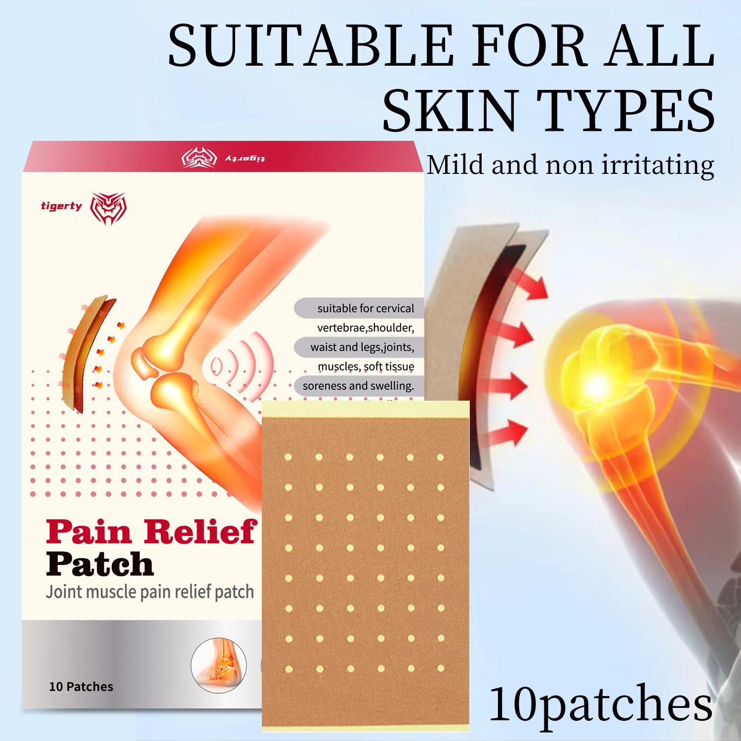 Tigerty Pain Relief Patch – Joint & Muscle Pain Relief for Shoulders, Neck, Waist & Legs